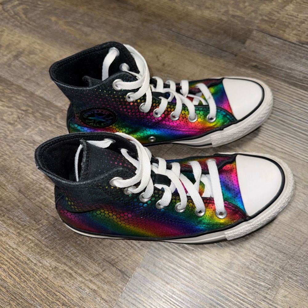 Converse Chuck Taylor All Star High Top Rainbow Metallic Snakeskin Womens 6 - Picture 3 of 10
